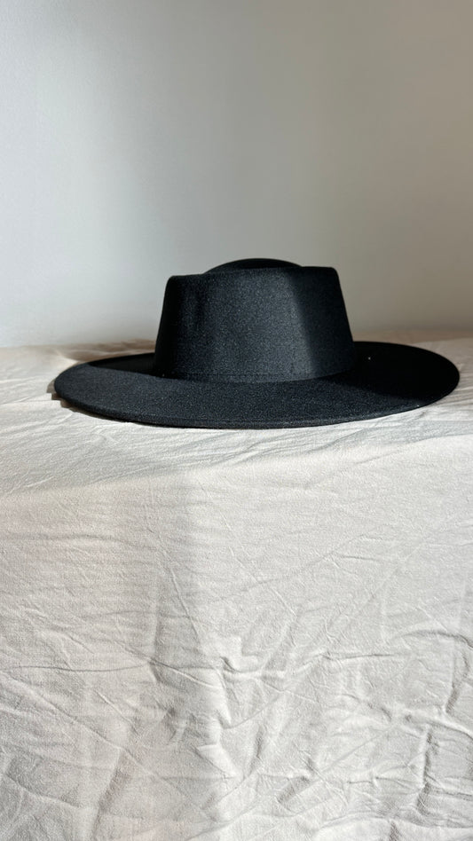 Wide Brim Boater Hat Black