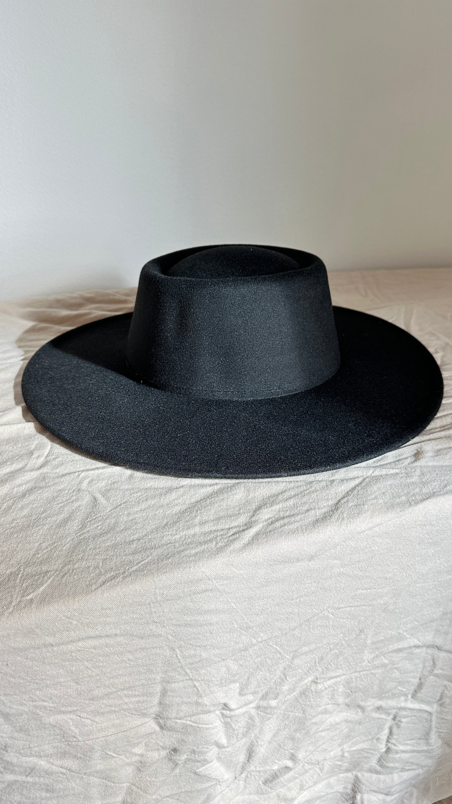 Wide Brim Boater Hat Black