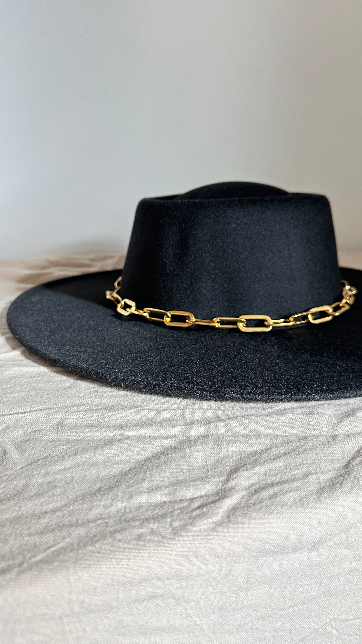 Wide Brim Boater Hat Black