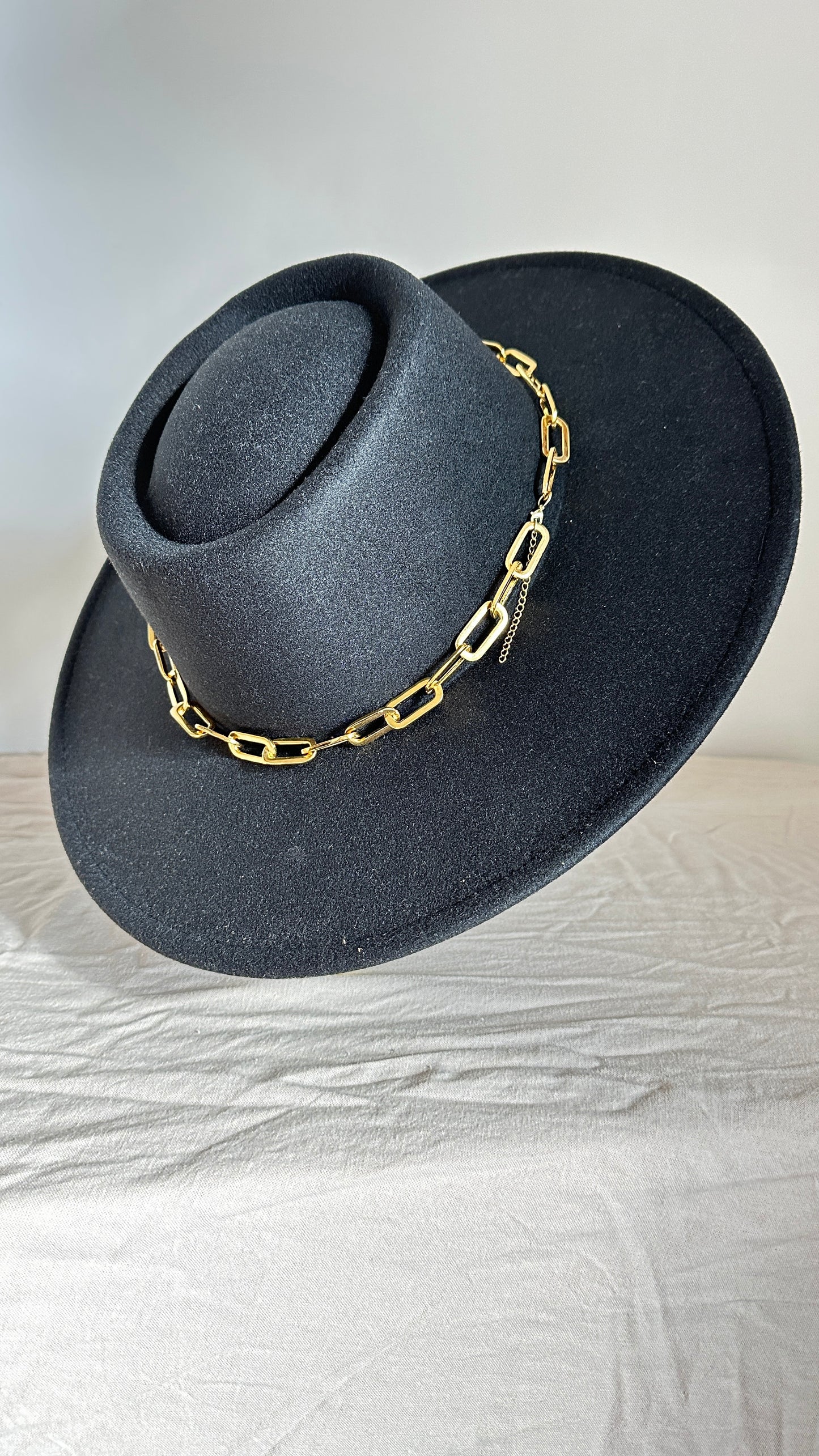 Wide Brim Boater Hat Black