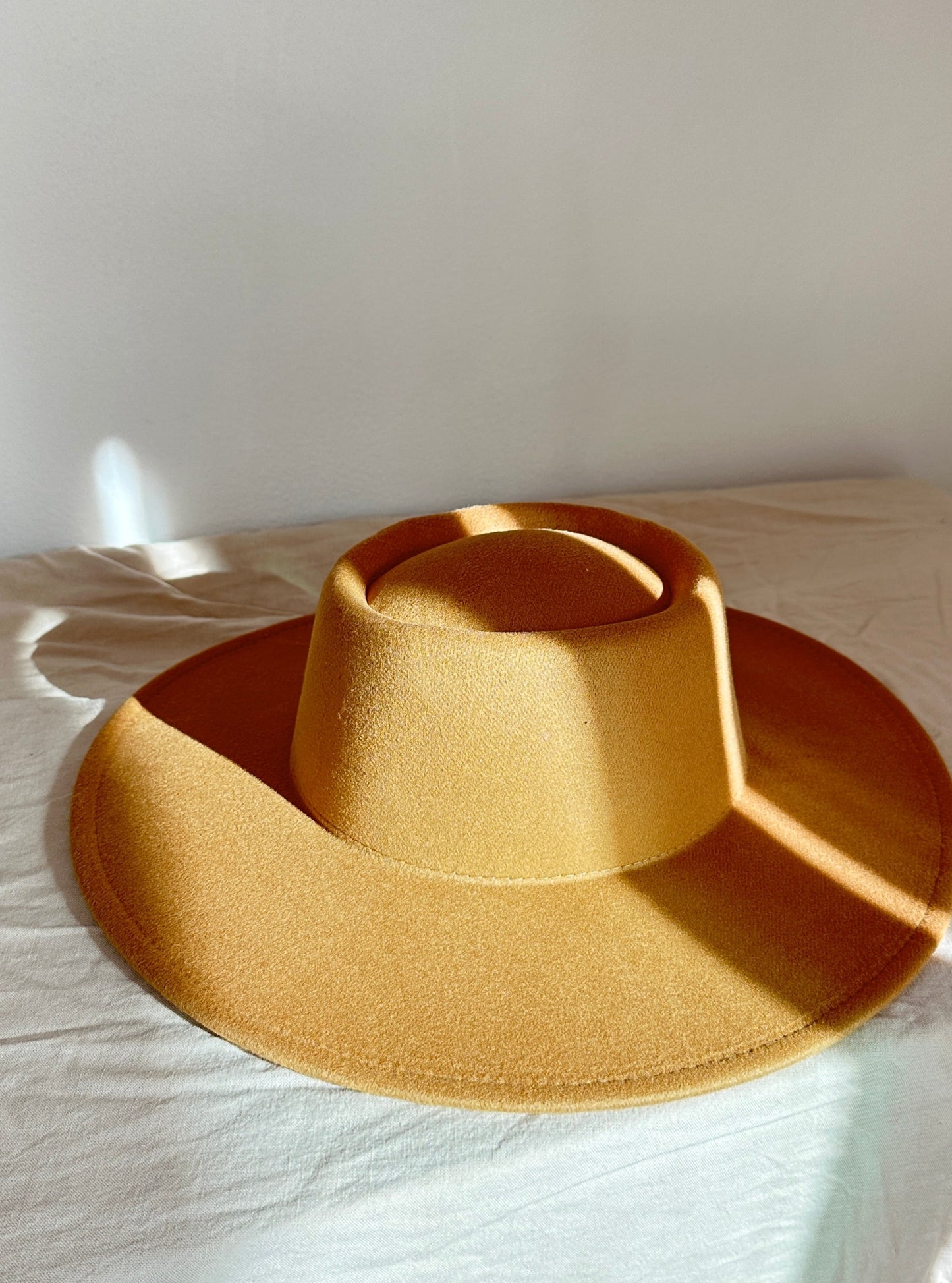 Wide Brim Boater Hat Tan