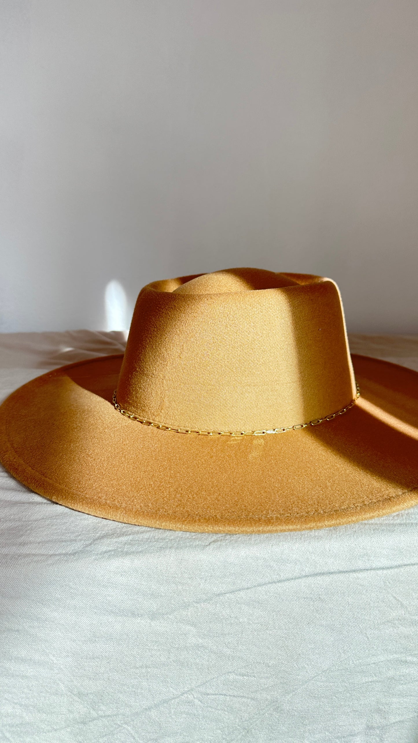 Wide Brim Boater Hat Tan