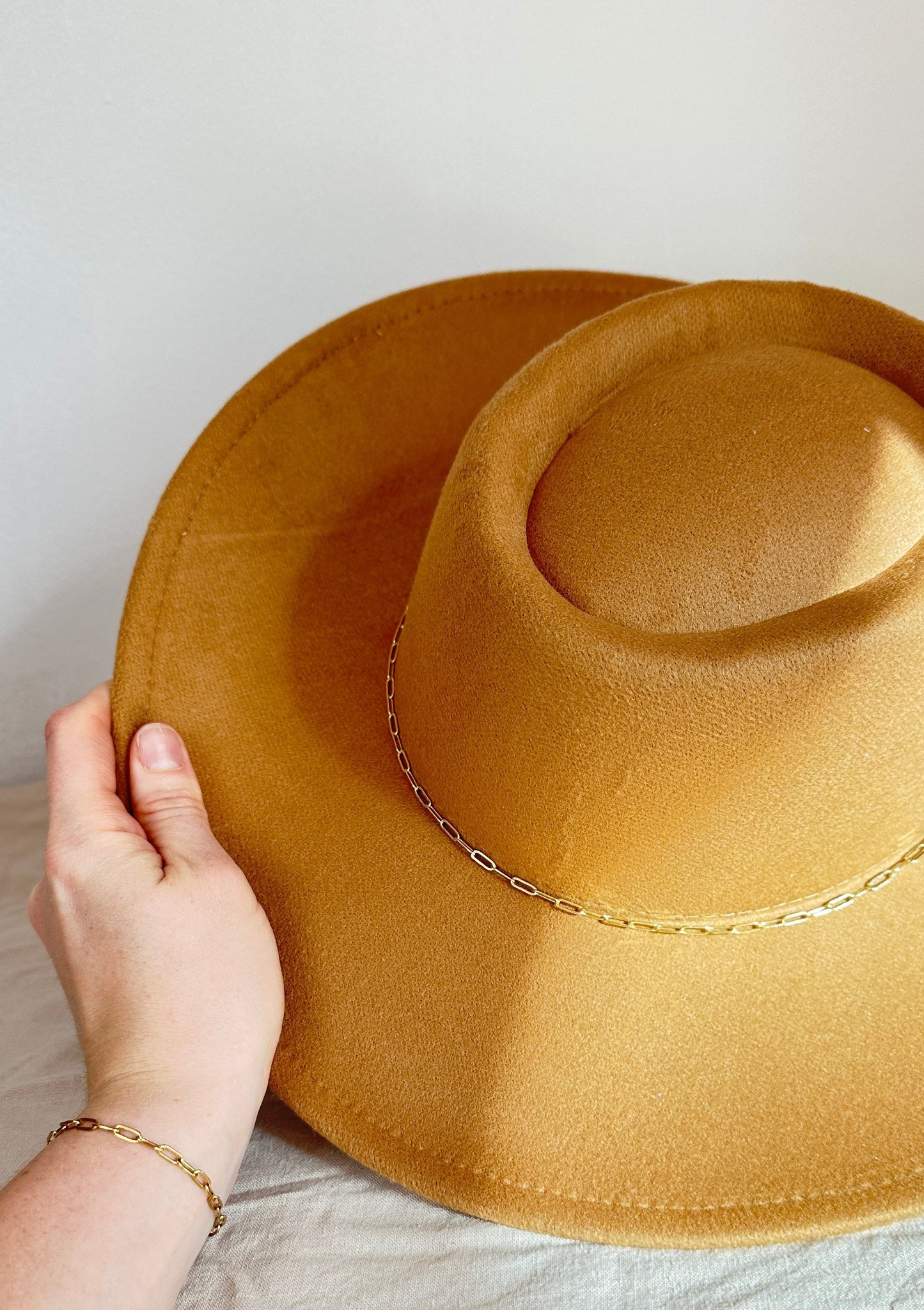 Wide Brim Boater Hat Tan