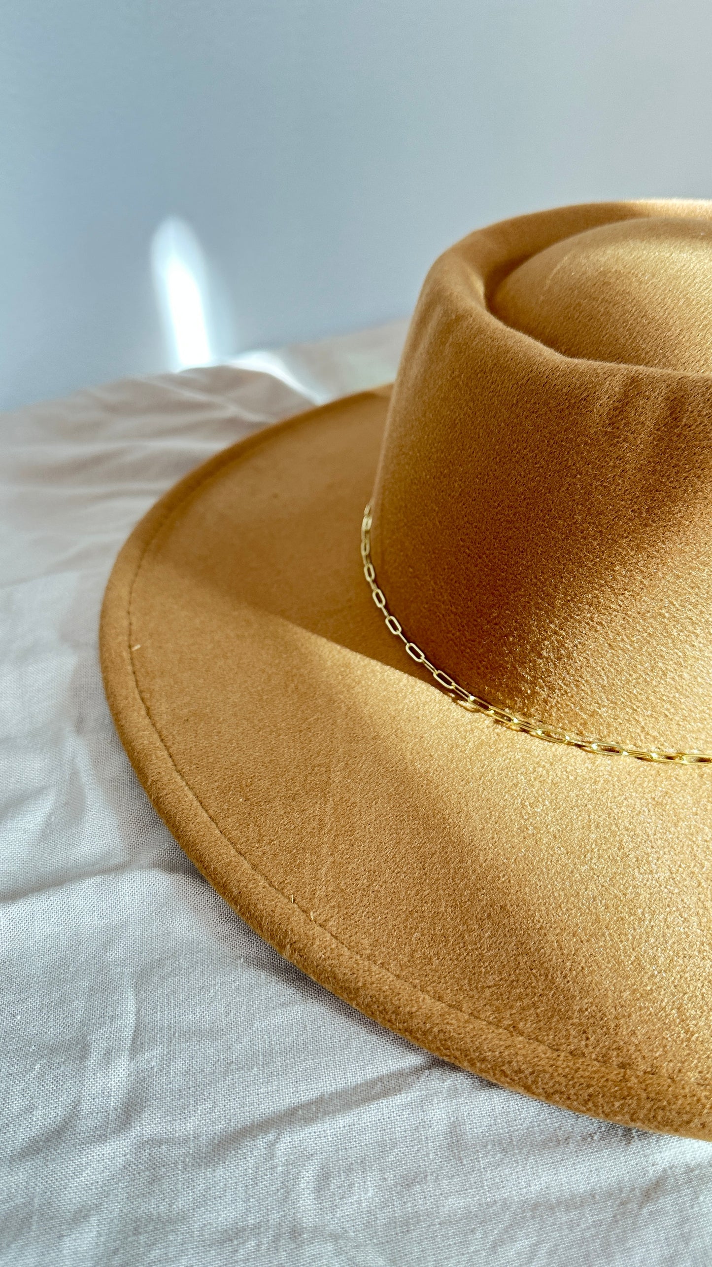 Wide Brim Boater Hat Tan