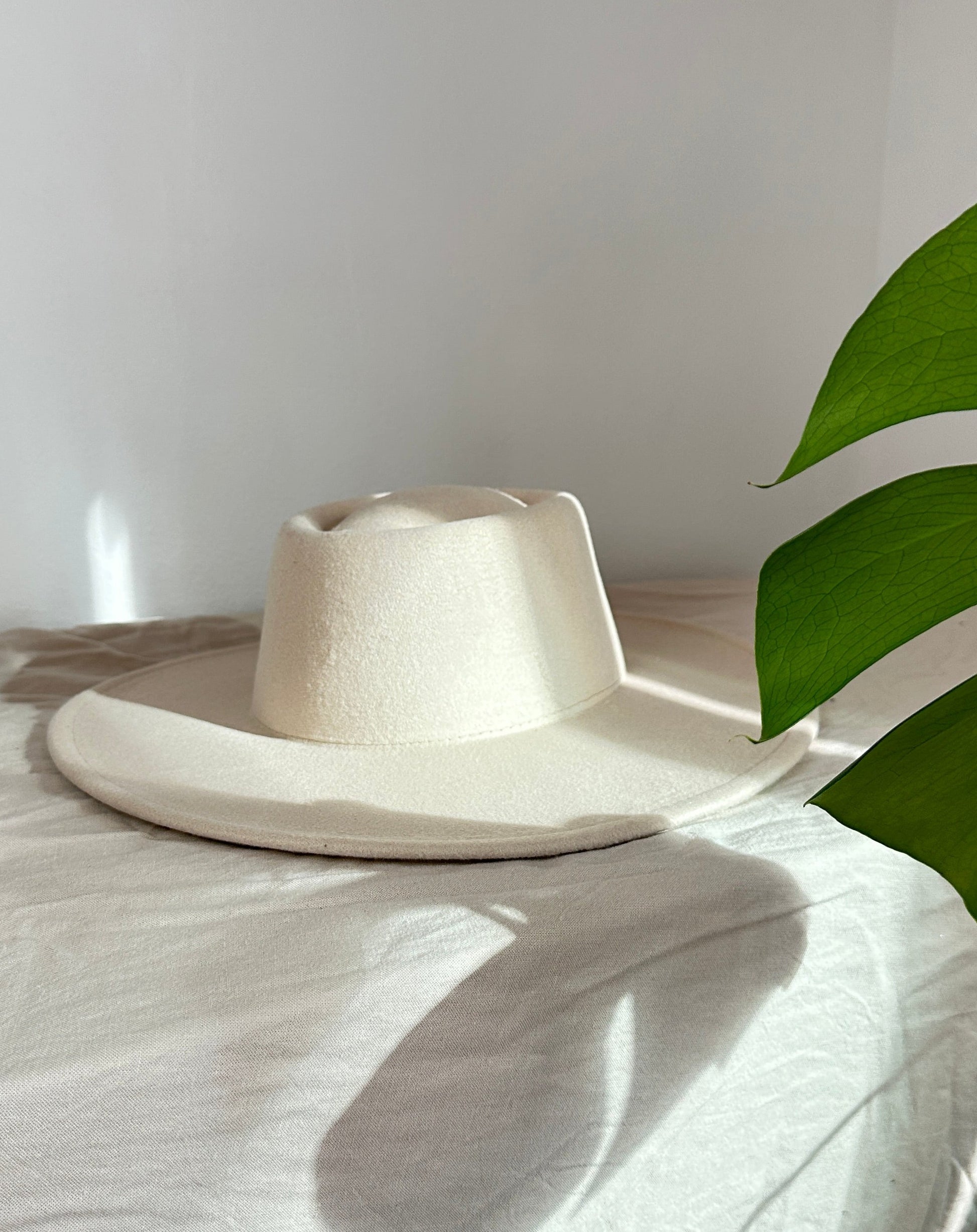 Wide Brim Boater Hat White - Main Image